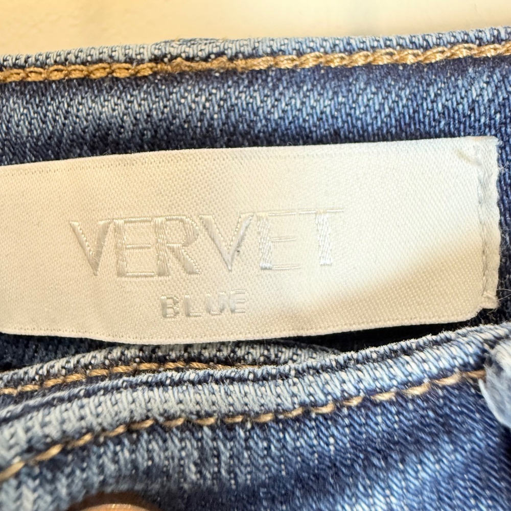 Womens Denim Jeans High Rise Cropped Bootcut Distressed Medium Wash Size 28 - Picture 10 of 11